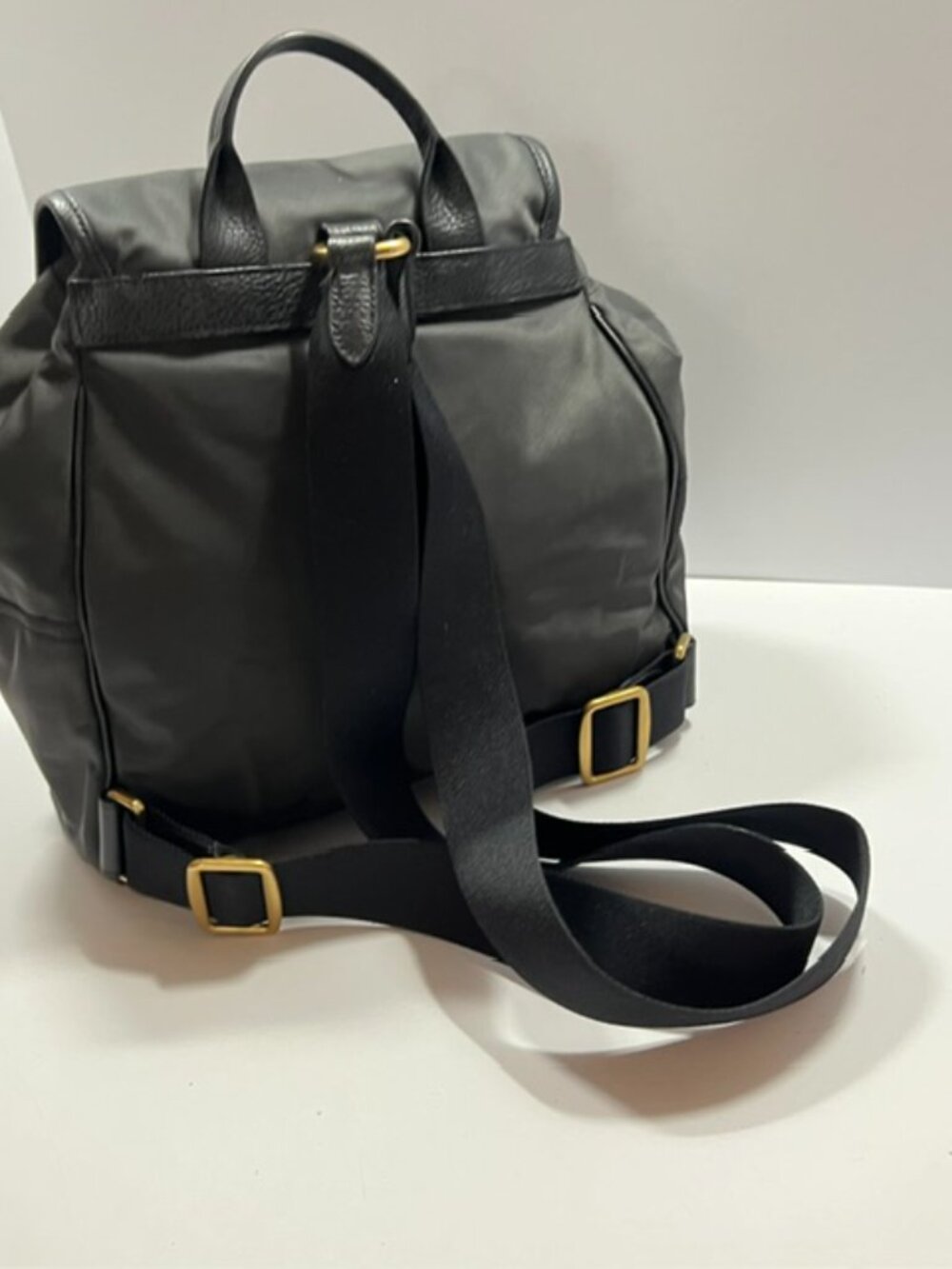 COACH Legacy Nylon and Leather Large Backpack Black w/drawstring & flap closure - Picture 4 of 12
